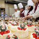 Japanese Christmas cakes in production in Nagoya, Japan. (Photo: The Asahi Shimbun via Getty Images)